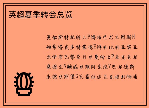 英超夏季转会总览