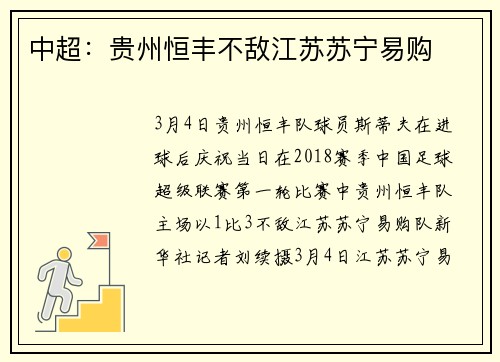 中超：贵州恒丰不敌江苏苏宁易购